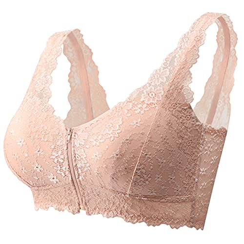 FEOYA Damen Abnehmbare Pads Spitze Bralette ohne Bügel BH Yoga Spitze BH Bra Top Sport-BHS für Women Bralette Bustier Crop Reißverschluss vorne -L von FEOYA