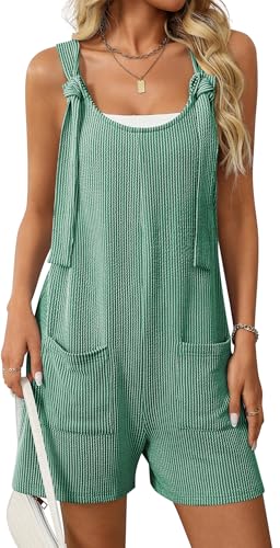 FEOYA Damen Baggy Jumpsuit Kurz Casual Ärmellos Overall Lässig Romper Sommer Outfit Einteiler Latzhose Lose Fit Hosenanzug Grün L FEOYA Damen Baggy Jumpsuit Kurz Casual Ärmellos Overall Lässig Romper Sommer Outfit Einteiler Latzhose Lose Fit Hosenanzug Grün L von FEOYA