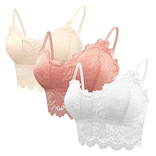 FEOYA Damen Blumen Spitzen BH Ohne Buegel 3 pcs Bralette Bustier Bequemer Lace Bra mit Gepolstert Yoga Spitze BH Bra Top Set Sport-BHS für Women FEOYA Damen Blumen Spitzen BH Ohne Buegel 3 pcs Bralette Bustier Bequemer Lace Bra mit Gepolstert Yoga Spitze BH Bra Top Set Sport-BHS für Women von FEOYA