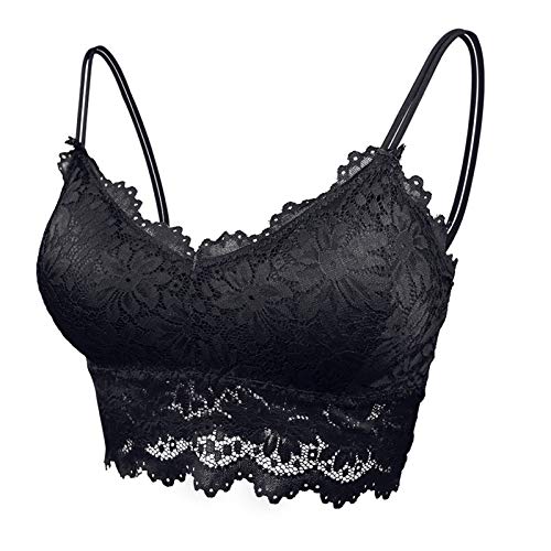 FEOYA Damen Blumen Spitzen BH Ohne Buegel Bralette Bustier Bequemer Lace Bra mit Gepolstert Yoga Spitze BH Bra Top Set Sport-BHS für Women von FEOYA