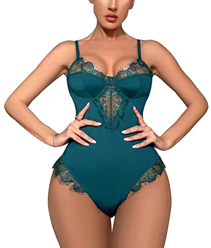 FEOYA Damen Body Spitze Dessous Jumpsuit Lingerie Teddy Unterwäsche Sexy Top Babydoll Nachtwäsche XL von FEOYA