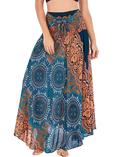 FEOYA Damen Bohemian Maxi Rock 2-in-1 Sommer Lang Rock Boho Strandkleider Festliche Urlaub Gedruckter Sommerkleid von FEOYA