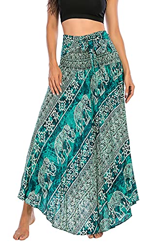 FEOYA Damen Bohemian Maxi Rock 2-in-1 Sommer Lang Rock Boho Strandkleider Festliche Urlaub Gedruckter Sommerkleid von FEOYA