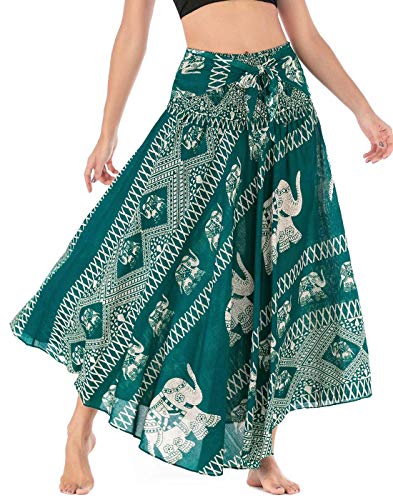 FEOYA Damen Bohemien Maxirock Bodenlang Strand Kleid Rock A-Linien Strandrock Urlaub Ethnischer Stil Gedruckter Lang Rock von FEOYA