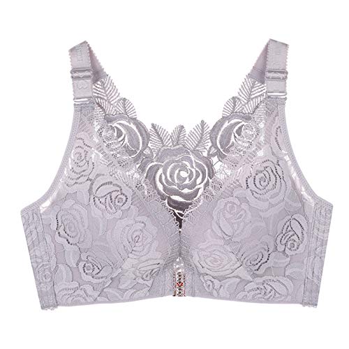 FEOYA Damen-Bralette-BH mit Spitze auf der Rückseite, nicht gepolstert, bügelloser Bralette-BH, Grau, 100D von FEOYA