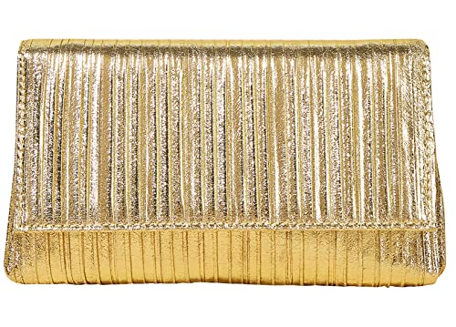 FEOYA Damen Clutch Elegante Abendtasche Unterarmtasche Umhängetasche mit Abnehmbarer Kette Crossbody Klassisch Clutch Handtasche Damen C-Gold von FEOYA