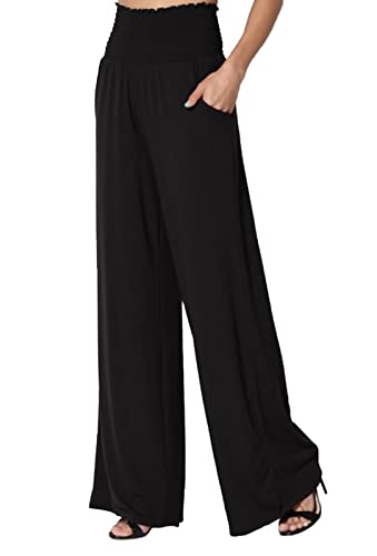 FEOYA Damen Culotte Leinen Weite Hose Sommerhose Schlaghose Elegante Hosen Palazzo Hose Sommerhose Hosenrock - L von FEOYA