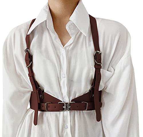 FEOYA Damen Gürtel Punk Taillengürtel PU Leder Verstellbare Gürtel für Cosplay Halloween Party Outfit Kostüm Größe M-Braun von FEOYA