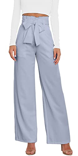 FEOYA Damen Hose Anzughose Elegant Hohe Taille Freizeit Hose Lose Weite Bein Hose L von FEOYA