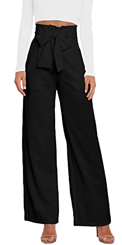 FEOYA Damen Hose Anzughose Elegant Hohe Taille Freizeit Hose Lose Weite Bein Hose M von FEOYA