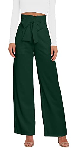 FEOYA Damen Hose Anzughose Elegant Hohe Taille Freizeit Hose Lose Weite Bein Hose XL von FEOYA