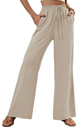 FEOYA Damen Hosenrock Palazzo Hose Lang Sommerhose Weites Bein mit Elastischem Bund Weite Hose Jogginghose Damen Sporthose Yoga XL von FEOYA