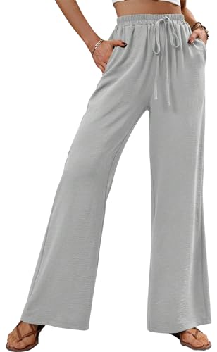 FEOYA Damen Hosenrock Palazzo Hose Lang Sommerhose Weites Bein mit Elastischem Bund Weite Hose Jogginghose Damen Sporthose Yoga XL von FEOYA