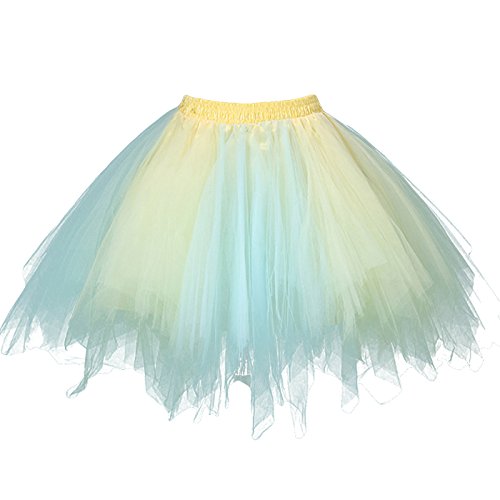 FEOYA Damen Kurz Retro Petticoat Rock Ballett Blase 50er Tutu Unterrock Tütü Abschlussball Tanzkleid Party Minirock Tüllrock von FEOYA