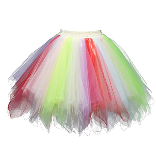 FEOYA Damen Kurz Retro Petticoat Rock Ballett Blase 50er Tutu Unterrock Tütü Abschlussball Tanzkleid Party Minirock Tüllrock von FEOYA