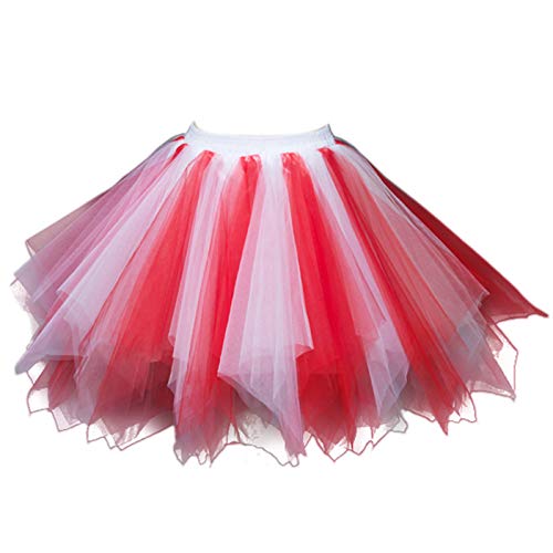 FEOYA Damen Kurz Retro Petticoat Rock Ballett Blase 50er Tutu Unterrock Tütü Abschlussball Tanzkleid Party Minirock Tüllrock von FEOYA