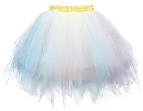 FEOYA Damen Kurz Retro Petticoat Rock Ballett Blase 50er Tutu Unterrock Tütü Abschlussball Tanzkleid Party Minirock Tüllrock von FEOYA