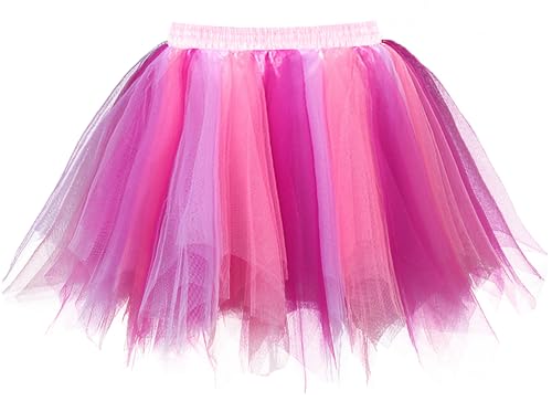 FEOYA Damen Kurz Retro Rock Tüllrock Tutu Crinoline Minirock Reifrock Unterrock Karneval kostüm von FEOYA