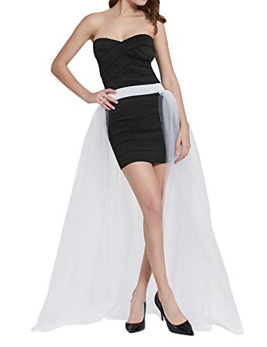 FEOYA Damen Langer Tüllrock 4 Lagen Tüll Maxirock Elastischer Bund Halb Tutu Hochzeit Brautjungfer Festlich Rock von FEOYA