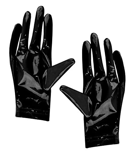 FEOYA Damen Latexhandschuhe Sexy Wetlook Latexhandschuhe Lang Sex Handschuhe Frauen Sexy Ellbogenlange Handschuhe Hell Glänzend Kostüm Damen Party Clubwear Tanzparty Nachtclub Kostüm F-Schwarz 2 M von FEOYA