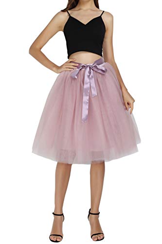 FEOYA Damen Midi Tüllrock Petticoat A-Linie Tutu Party Abschlussball Brautjungfer Ballettrock von FEOYA