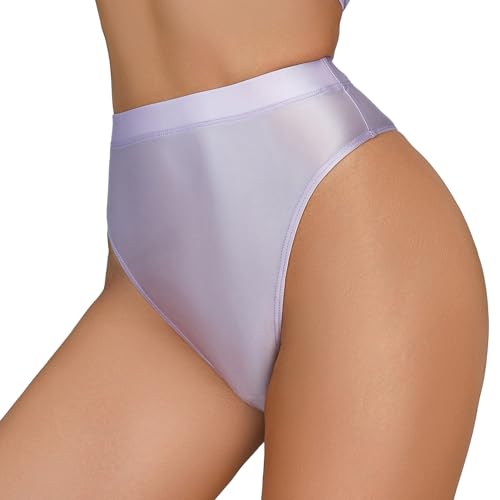 FEOYA Damen Öl Slips High Waist Unterwäsche Shiny Shorts Thong String Tanga Hotpants L von FEOYA