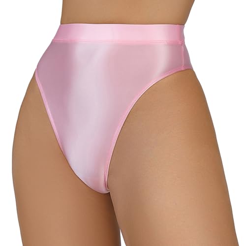 FEOYA Damen Öl Slips High Waist Unterwäsche Shiny Shorts Thong String Tanga Hotpants L von FEOYA