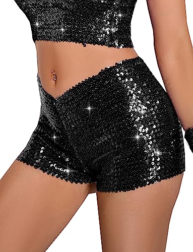 FEOYA Damen Pailletten Shorts Glitzer Tanzshorts High Elastic Hot Pants für Tanz Club Bar Party Glänzend - M FEOYA Damen Pailletten Shorts Glitzer Tanzshorts High Elastic Hot Pants für Tanz Club Bar Party Glänzend - M von FEOYA