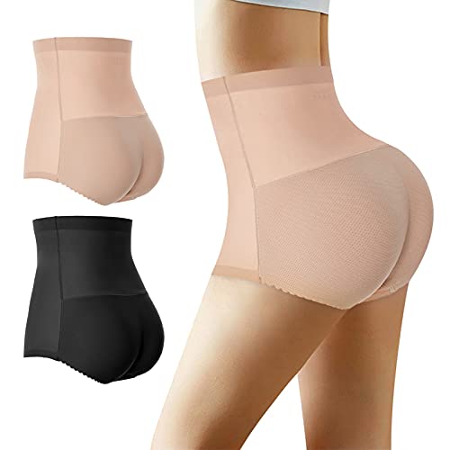 FEOYA Damen Push Up Unterhose Butt Lifter Höschen Enhancer Panty Padded 2PCS Slips Seamless Miederpants Gepolstert Miederhose Shapewear Miederslip-S-XL von FEOYA