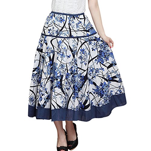 FEOYA Damen Retro Maxirock Elastische Taille Lang Rock Sommerrock Blumen Druck Festlich Rock Baumwolle Faltenrock für Cocktail Freizeit Urlaub FEOYA Damen Retro Maxirock Elastische Taille Lang Rock Sommerrock Blumen Druck Festlich Rock Baumwolle Faltenrock für Cocktail Freizeit Urlaub von FEOYA