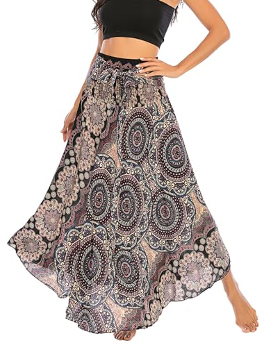 FEOYA Damen Riemen Kleid Böhmen Lang Rock Hippie Gypsy Maxirock Sommer Strand Urlaub Kleider - Muster 36 von FEOYA