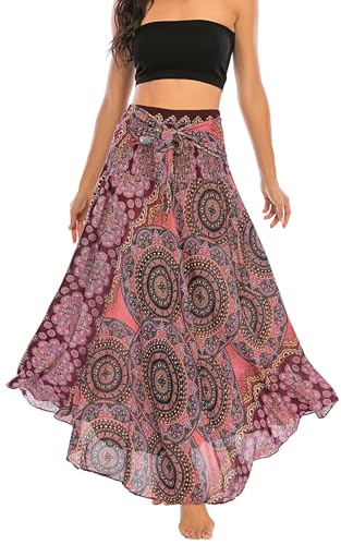 FEOYA Damen Riemen Kleid Böhmen Lang Rock Hippie Gypsy Maxirock Sommer Strand Urlaub Kleider - Muster 38 von FEOYA