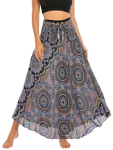 FEOYA Damen Riemen Kleid Böhmen Lang Rock Hippie Gypsy Maxirock Sommer Strand Urlaub Kleider - Muster 39 von FEOYA