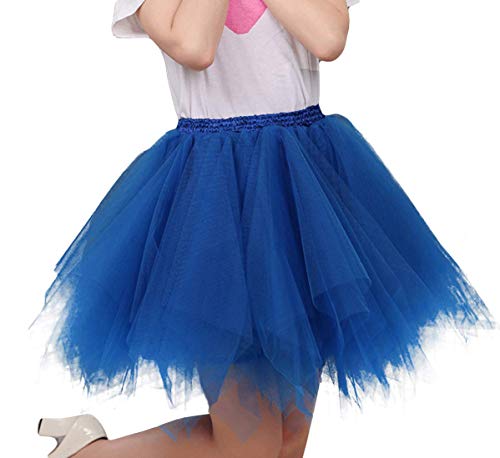 FEOYA Damen Tüllrock Tutu Rock Karneval Festlich Minirock Cosplay Party Pettiskirt Unterrock Falten Rock - Marineblau von FEOYA