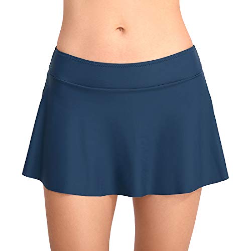 FEOYA Damen Rocked Bikini Bottom Badeanzug Short Tankini Sets Badeshorts Schwimmshorts Blau XL von FEOYA