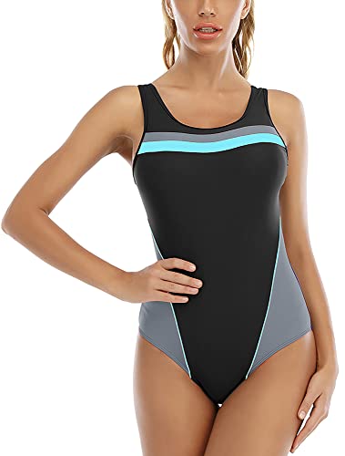 FEOYA Damen Schwimmeinteiler Essentials Badeanzug Sommer Sport Strand Bademode Ärmellos Monokinis Hersteller XL/DE Größe 42-44-Farbe 7 von FEOYA