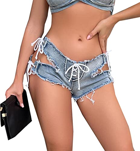 FEOYA Damen Sexy Low Rise Denim Hotpants Distressed Mini Demin Shorts Party Clubwear B#19 XL von FEOYA