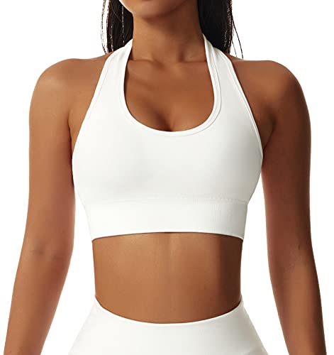 FEOYA Damen Sport BH Nackenträger Ohne Bügel für Nach Brust OP Fitness Lauf Bras Yoga Rückenfrei - S von FEOYA