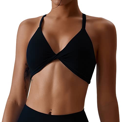 FEOYA Damen Sport BH Neckholder Rückenfrei Push Up Ringerrücken Gepolstert Fitness BH für Yoga Joggen Sport Bras BHS Ohne Bügel - L von FEOYA