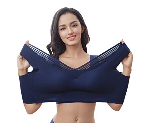 FEOYA Damen Sport BH Ohne Bügel Push Up Polsterung Yoga Bra Top Für Fitness Yoga Bewegung Gepolsterter BH Nahtloser BH in Übergröße - 36-52 von FEOYA