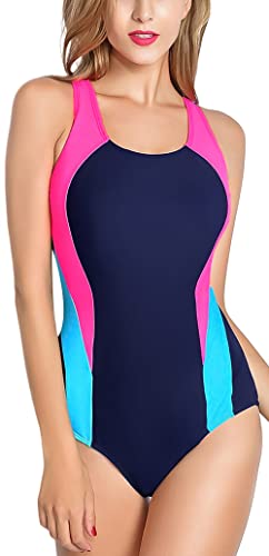 FEOYA Damen Sport Einteiliger Badeanzug Figurformender Bauchweg Bademode Mode Rückenfrei Schwimmanzug Hersteller 3XL/DE Größe 46-48-Farbe 1 von FEOYA