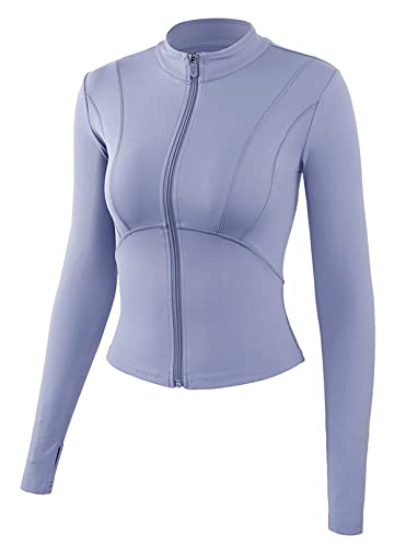 FEOYA Damen Sportjacke Laufjacke Langarm Sweatjacke Slim Fit Yoga Fitness Oberteil Workout Jacke S von FEOYA