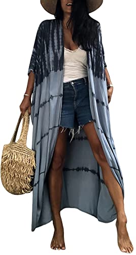 FEOYA Damen Strandkleid Maxi Kaftan Kleider Cover Up für Bademode Sommer Kimono Langes Kleid Loungewear Boho Beach Poncho A10 von FEOYA