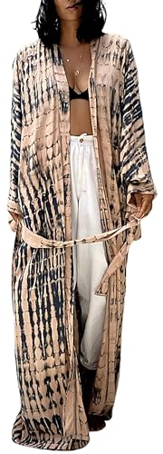 FEOYA Damen Strandkleid Maxi Kaftan Kleider Cover Up für Bademode Sommer Kimono Langes Kleid Loungewear Boho Beach Poncho B11 von FEOYA