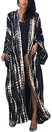 FEOYA Damen Strandkleid Maxi Kaftan Kleider Cover Up für Bademode Sommer Kimono Langes Kleid Loungewear Boho Beach Poncho B12 von FEOYA