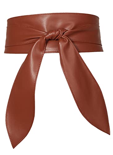 FEOYA Damen Taillengürtel Breiter Obi Gürtel Bindegürtel Ledergürtel für kleider Mode Bekleidung Accessoires Kaffee S-M von FEOYA