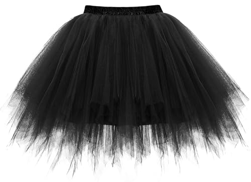 FEOYA Damen Tüllrock 50er Rockabilly Petticoat Tutu Unterrock Retro Karneval kostüm von FEOYA
