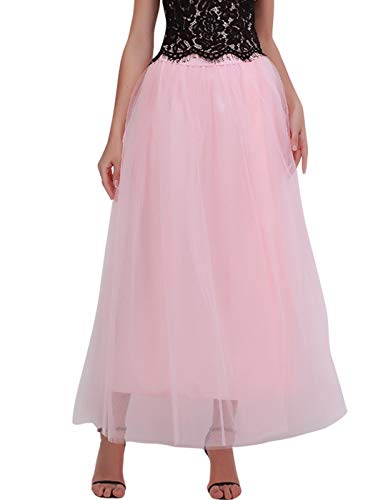 FEOYA Damen Tüllrock Maxi Gefaltet Midi Tutu Rock Elastischer Taillen Unterrock von FEOYA