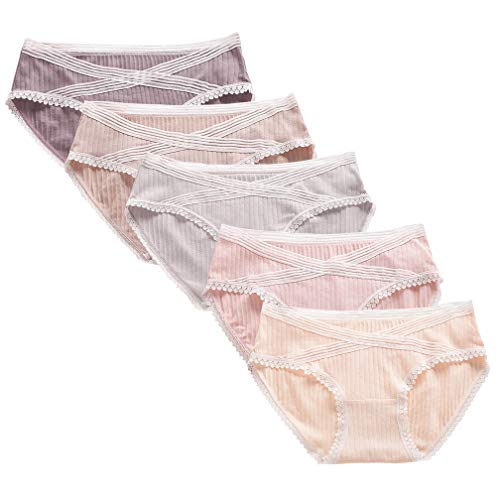 FEOYA Damen Umstandsslips Baumwolle Schwangerschafts Niedrig-Taille Postpartale Unterwäsche Unterhosen für Schwangere von FEOYA