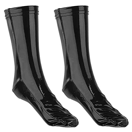 FEOYA Damen Wet Look Socken Sexy PU Leder Figurbetontes Kleid Sockens für Clubwear Tanzpartys Kostüme - XXL von FEOYA